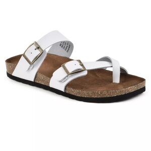 Sonoma Gojiberry White Leather Buckle Slides NWT Size 10